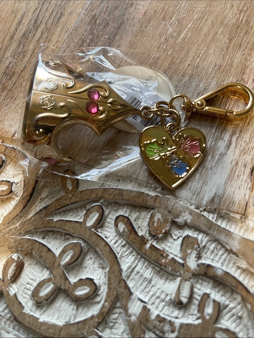 Bath & Body Works Gold Decorative Bell Keychain with Multicolor Gems